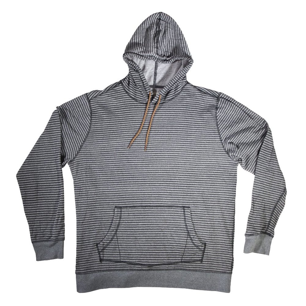 Men's Levi Strauss Gray Striped Hoodie, Size XL, Long Sleeved, Kangaroo Pocket